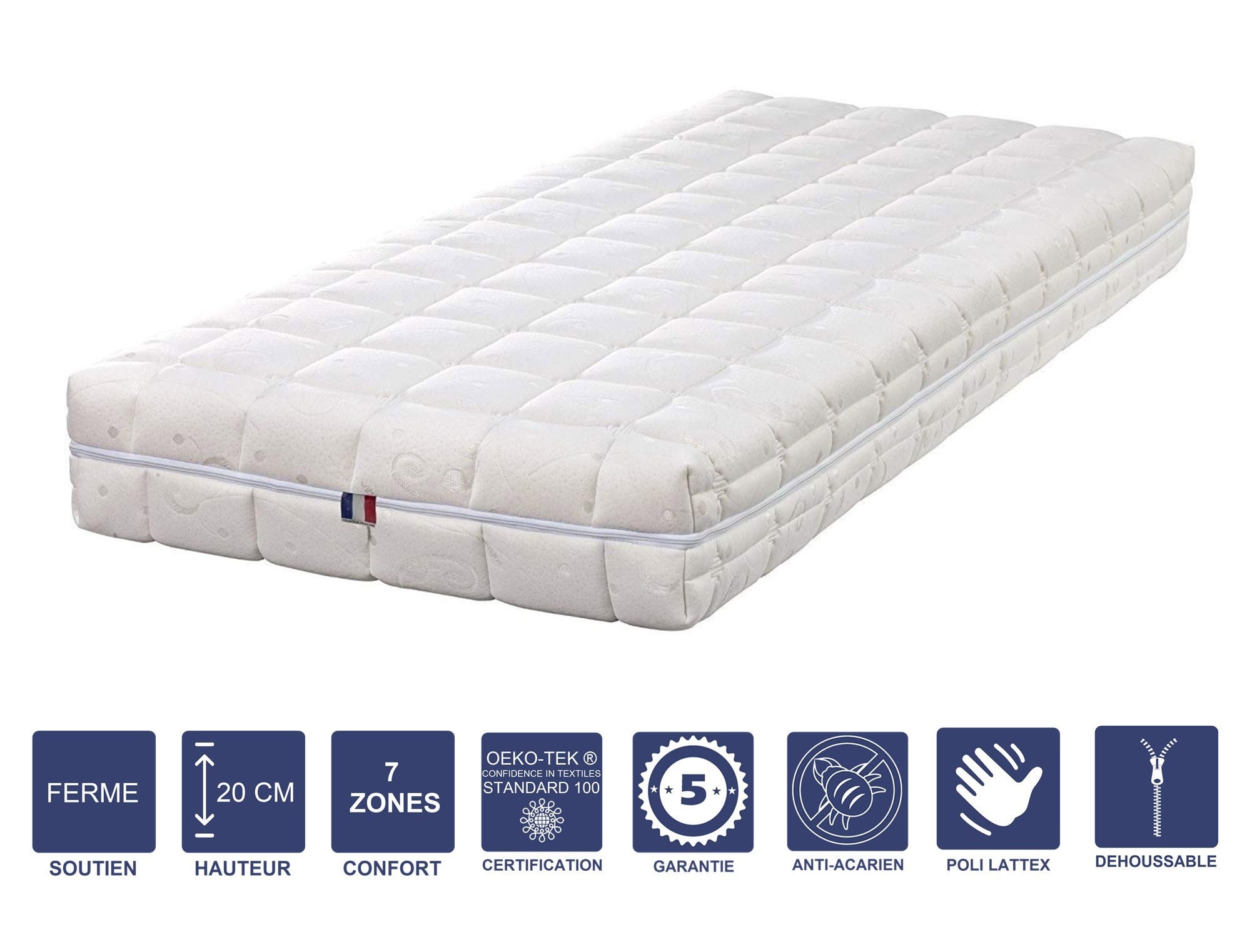 Talamo Italia Matelas double Vanda, Matelas déhoussable en Memory Foam