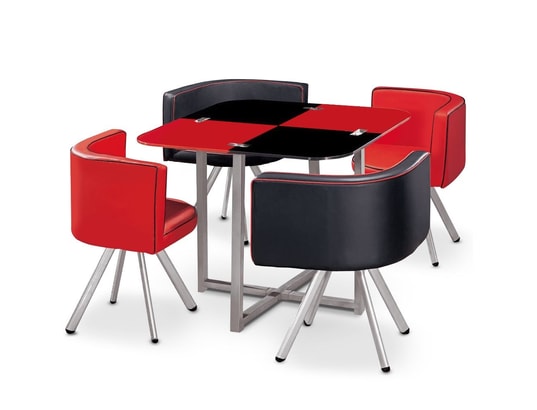 GIOVANNI MARCHESI Ensemble Table de repas avec 4 chaises Design MALAGA Noir & Rouge MA 82CA492ENSE 00Y5T GIOVANNI MARCHESI Ensemble Table de repas avec 4 chaises Design MALAGA Noir & Rouge MA 82CA492ENSE 00Y5T