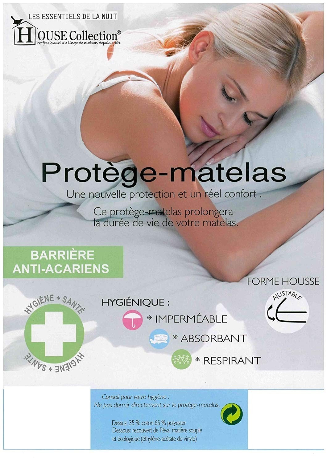 Protège Matelas Imperméable - Alèse Respirante, Hypoallergénique,  Anti-Acarien, Anti-Bactérien - 90 x 200 cm 