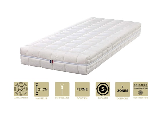 Lot De 2 Matelas Latex 70 Naturel 90x190 X 21 Cm Ferme Special Sommier Electrique