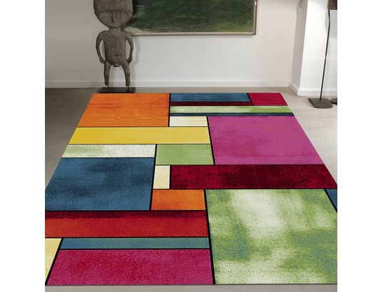 Tapis Tendance Pour La Chambre Belo 11 Vert Jaune Orange Bleu