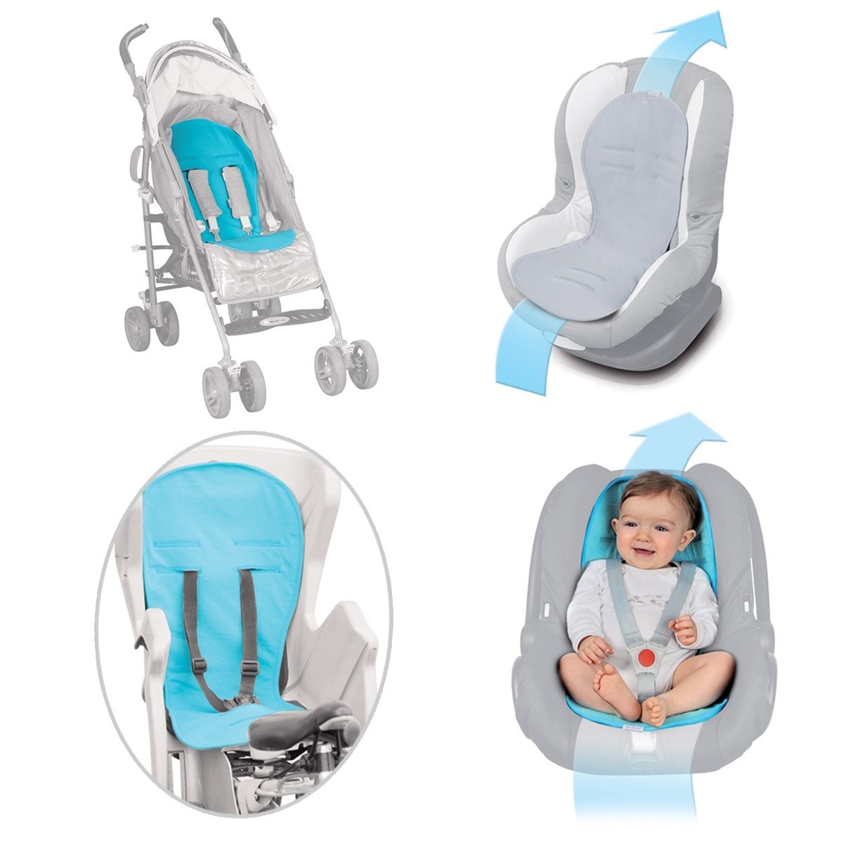 Coussin De Siège Auto Pour Bébé - Insert Respirant, Polyester, Dimensions ~47x35 Cm, Lavable Machine Soutien Ergonomique Nourrisson