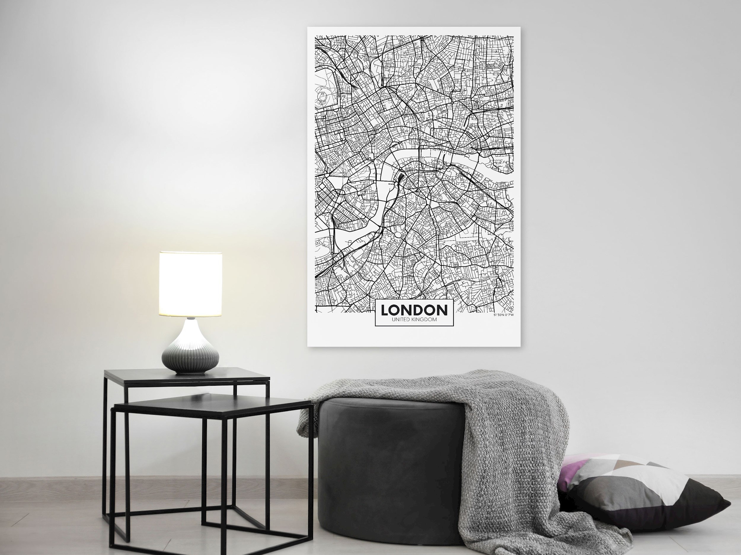 40x60 Tableau Cartes du monde Moderne Map of London (1 ...