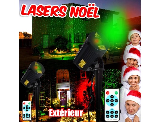 Lasers d'extérieur Décoration Noël éclairage Projecteurs Rayons Rouge et Vert IP65 effet ciel 