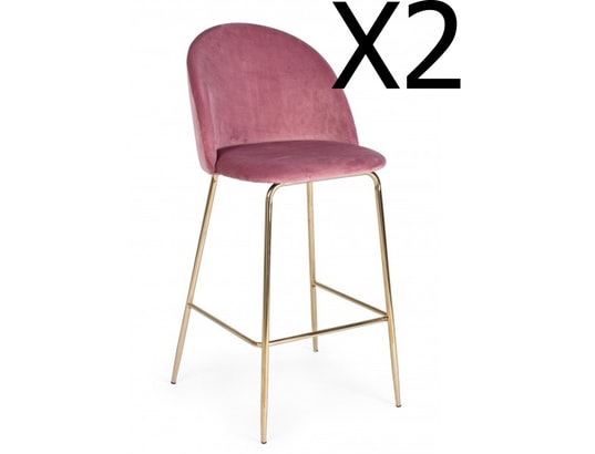 PEGANE Lot de 2 tabourets de bar en velours L 51 x P 55 x H 105 cm PEGANE 60BZ 0734300X2 PEGANE Lot de 2 tabourets de bar en velours L 51 x P 55 x H 105 cm PEGANE 60BZ 0734300X2