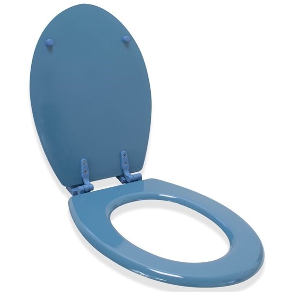 Abattant wc en bois compresse HDF Bleu Charnieres plastique Siege de  toilette universel ARVIX