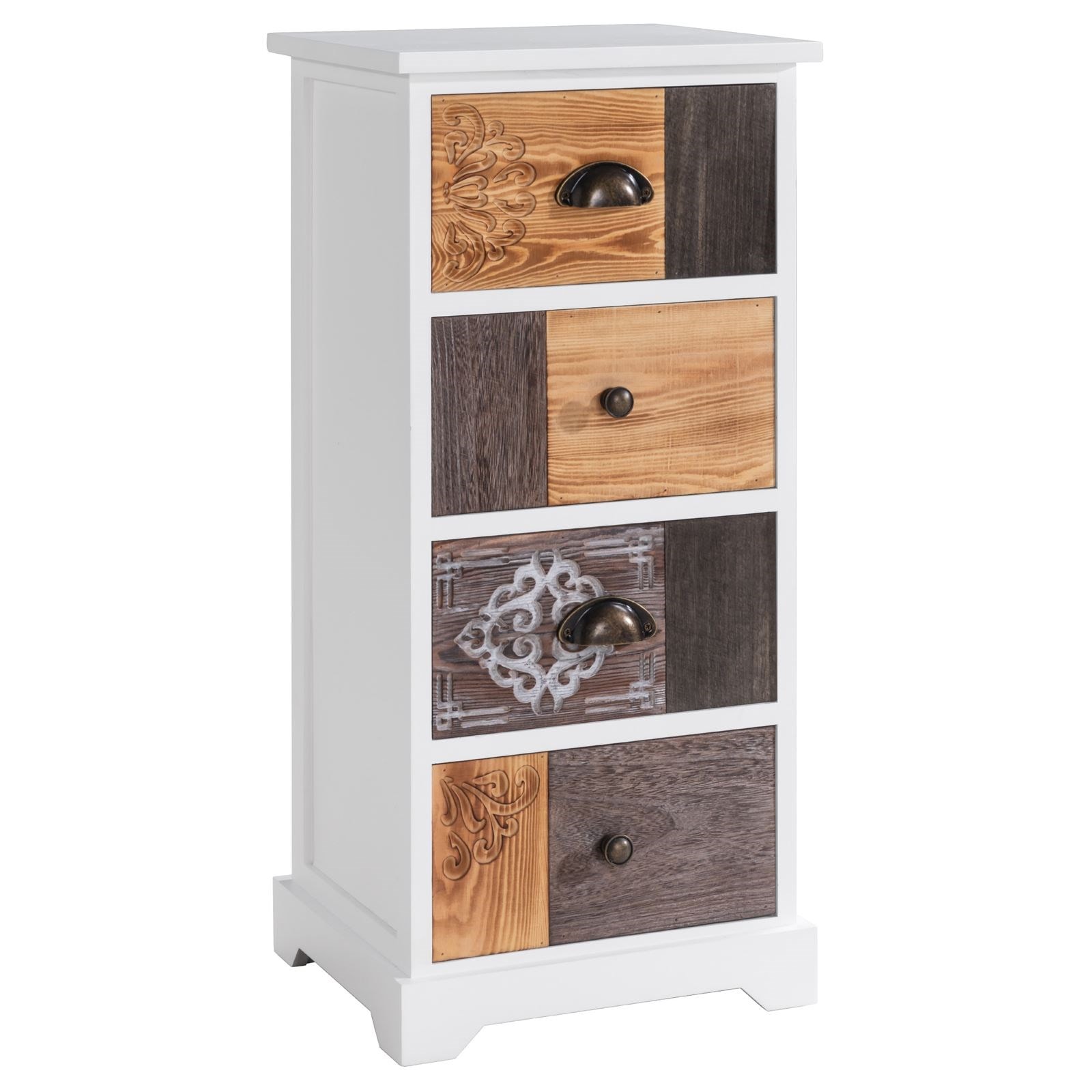 PerGar Commode 4 Tiroirs, Chiffonnier Moderne Blanc, Buffet, Avec