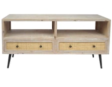 L79 x H35 x P39 cm PEGANE Meuble TV d/écor Blanc et Noir avec roulettes