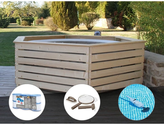 Pack spa gonflable intex purespa sahara rond bulles 4 places