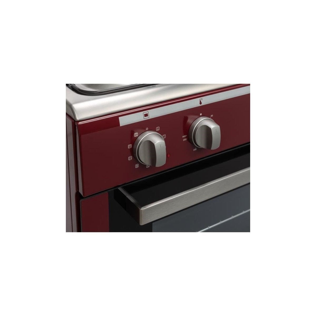 CONTINENTAL EDISON - Cuisiniere piano gaz - four catalyse 101L - affichage  digital - L 60 x H85 cm - ROUGE BORDEAUX