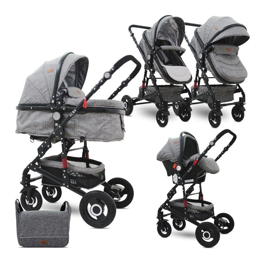 Poussette 3 en 1 Bébé Combinée Siège-Auto Nacelle Trio Réversible