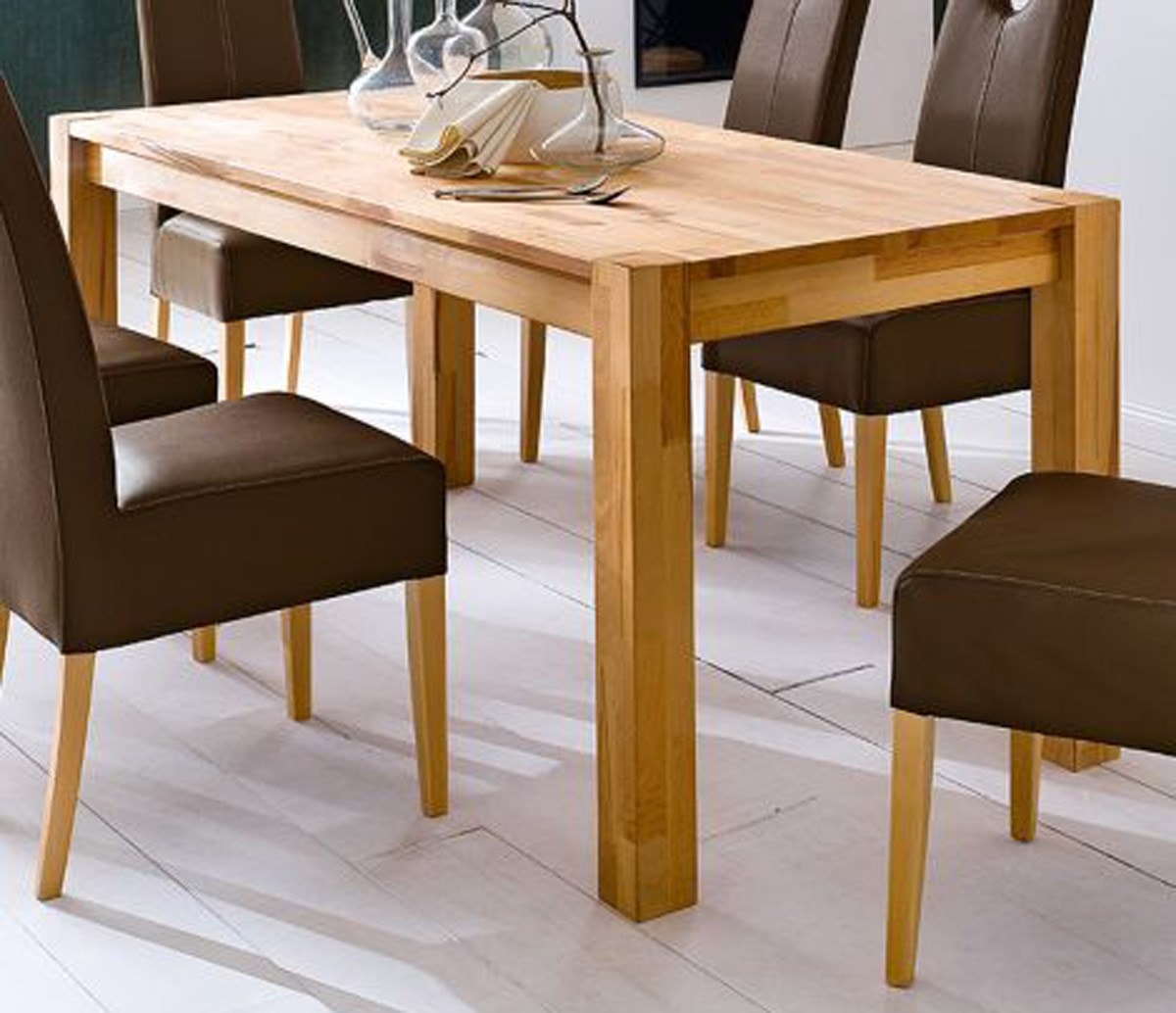 Table à manger / table de cuisine en bois de hêtre massif huilé - L.140