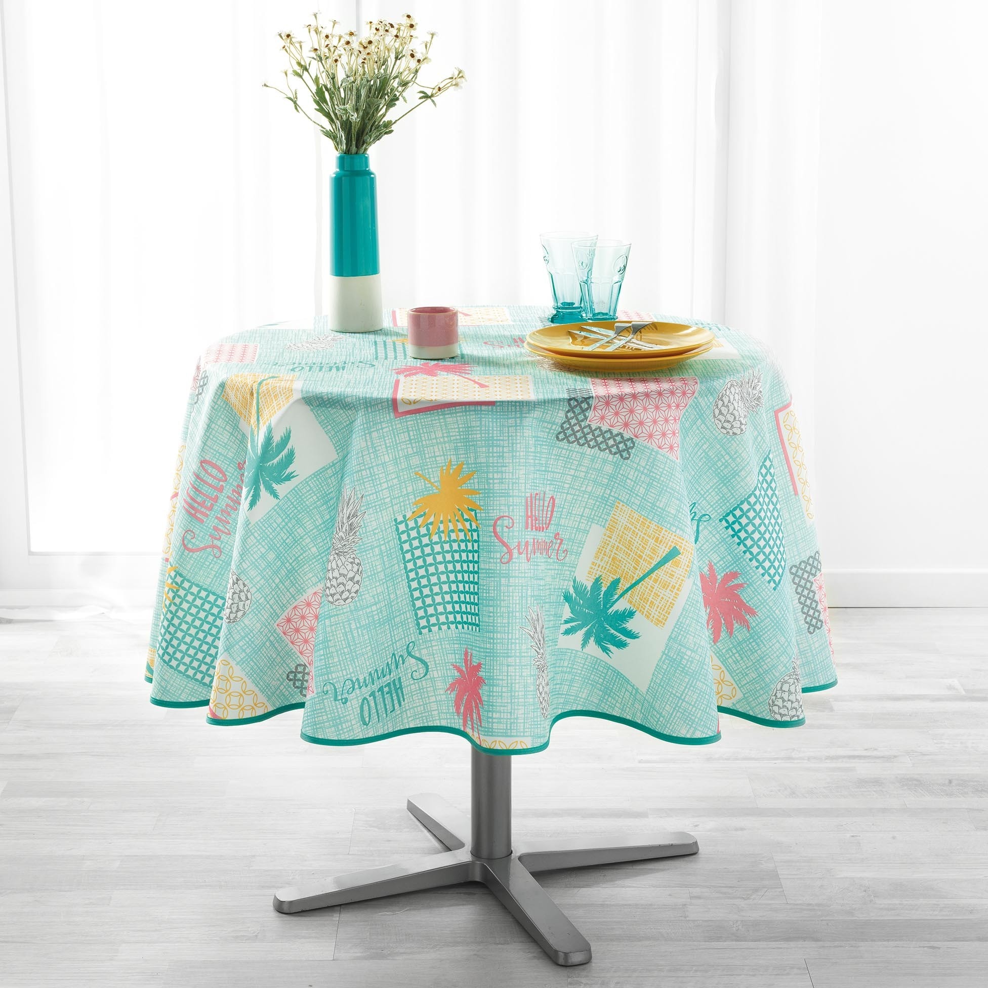 Nappe en toile cirée ronde Stowe - Diam. 135 cm - Ecru