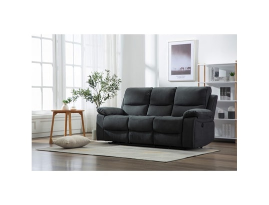 Canape 3 Places Anthracite En Tissu Relax Electrique Keaton Moloo