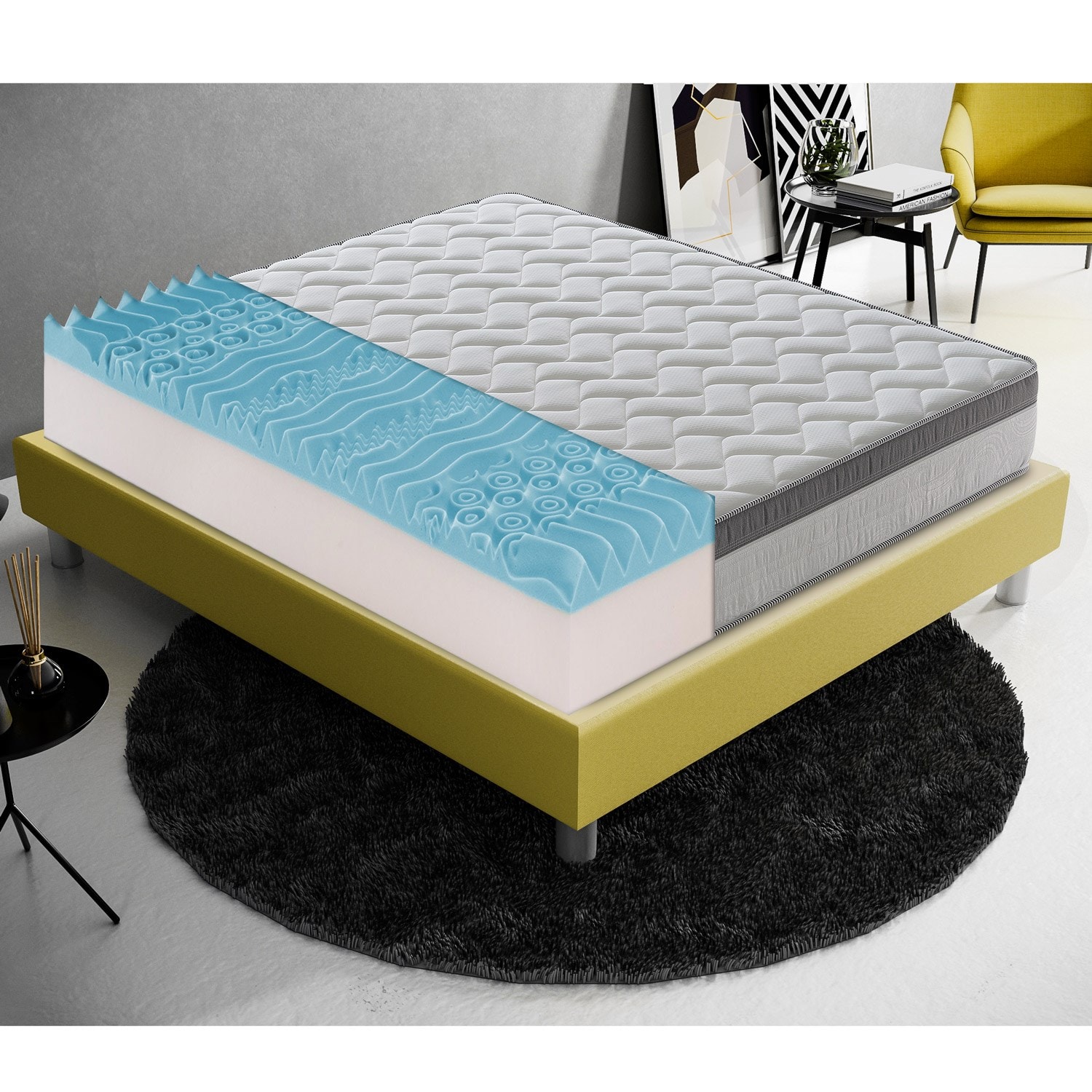 Matelas 180x200 à ressorts ensachés - mémoire de forme à 9 zones  MATERASSIEDOGHE Pas Cher 