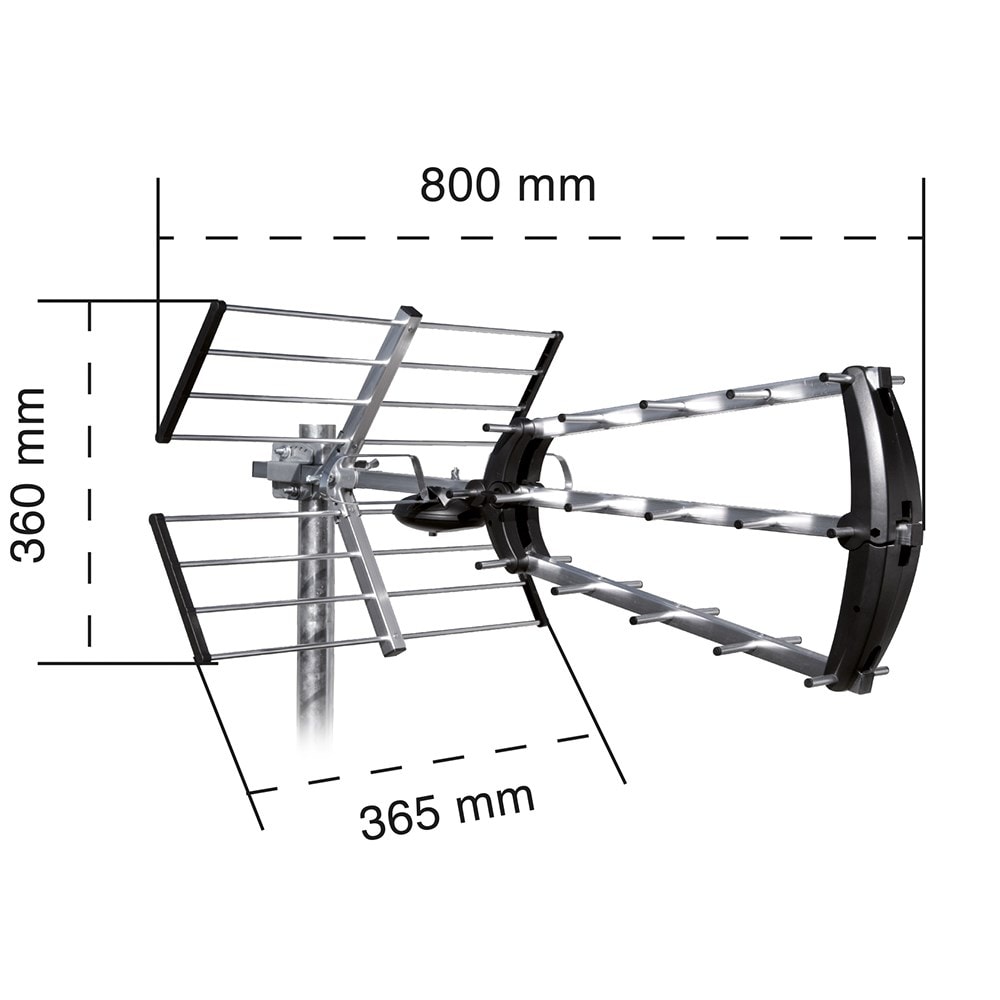 Kit Antenne TV HDME - Antenne Extérieure Trinappe 4G/5G 26dB + Ampli 6 Sorties Avec Filtre 4G - Pour TNT Et Réception UHF