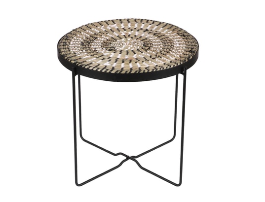 Bout De Canape Design En Metal Boheme Diam 43 X H 40 Cm Noir