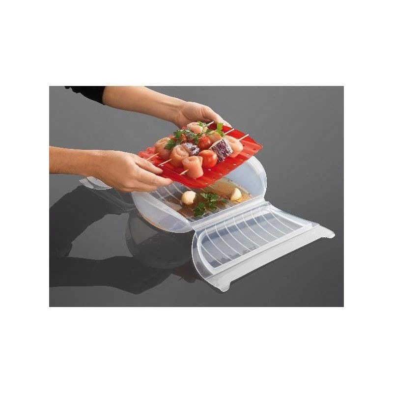 PAPILLOTE LEKUE EN SILICONE ROUGE + GRILLE 3/4 PERSONNES OGO