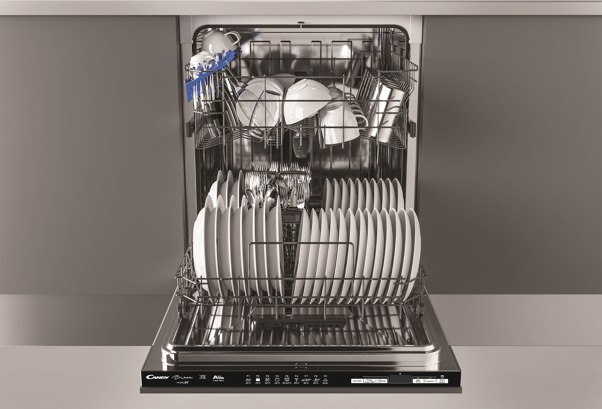 Smeg Lave-vaisselle encastrable partiellement intégré PL292DN avec façade  noire de 60 cm