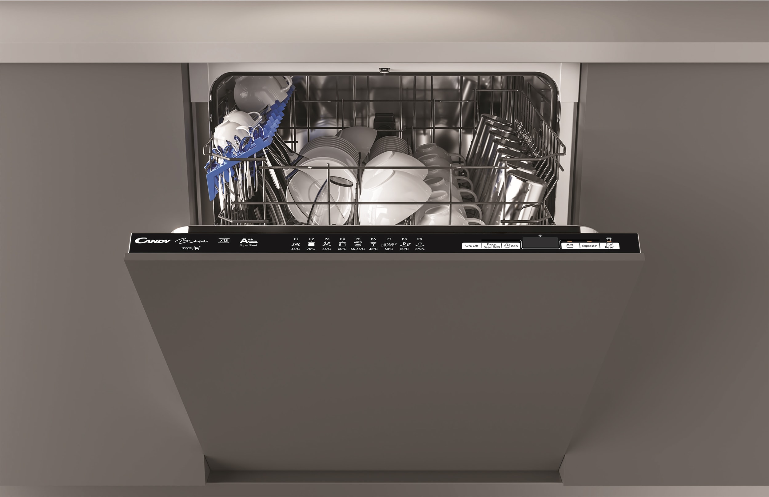 Lave vaisselle 60CM Intégrable 13 couverts Noir CANDY CDSN2D350PB - Oskab
