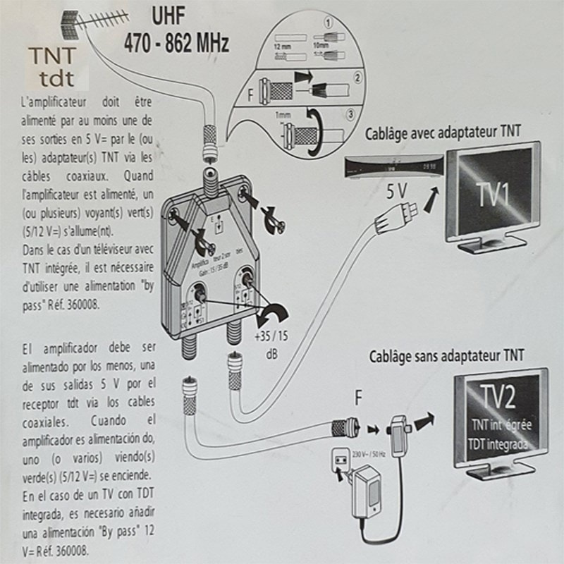 Amplificateur intérieur terrestre, 3 sorties IOTRONIC | Leroy Merlin