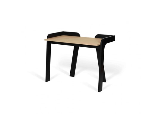 Bureau 170 Cm Avec Rangement Effet Chene Clair Et Noir Leonardo