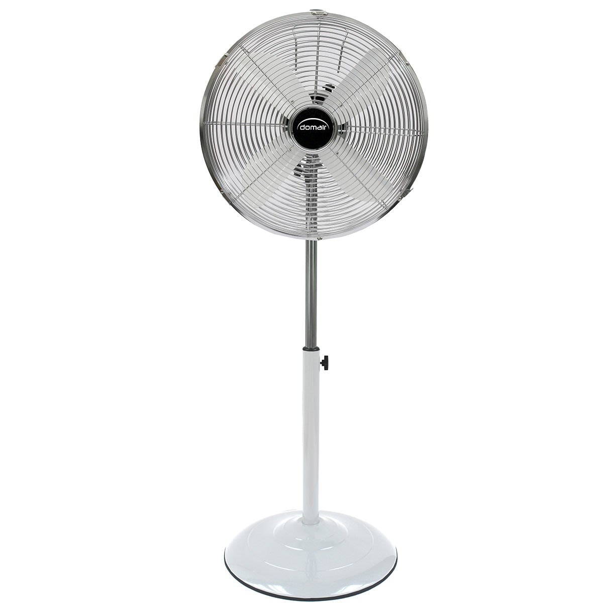 Ventilateur Sur Pied DOMAIR 40cm - 45W, 3 Vitesses, Oscillation, 3507 M³/h, Blanc, Hauteur Ajustable