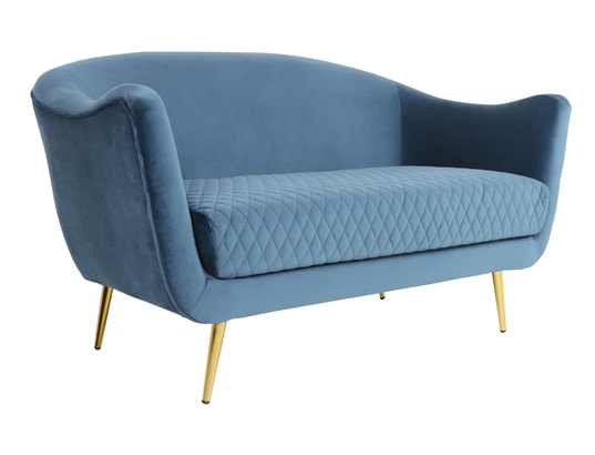 Canape 2 Places Dalida Velours Bleu Pied Or Menzzo Lf33682blue Pas Cher Ubaldi Com