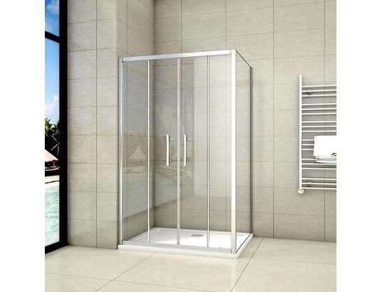 Porte de douche coulissante 150x90x195cm cabine de douche verre anticalcaire paroi de douche