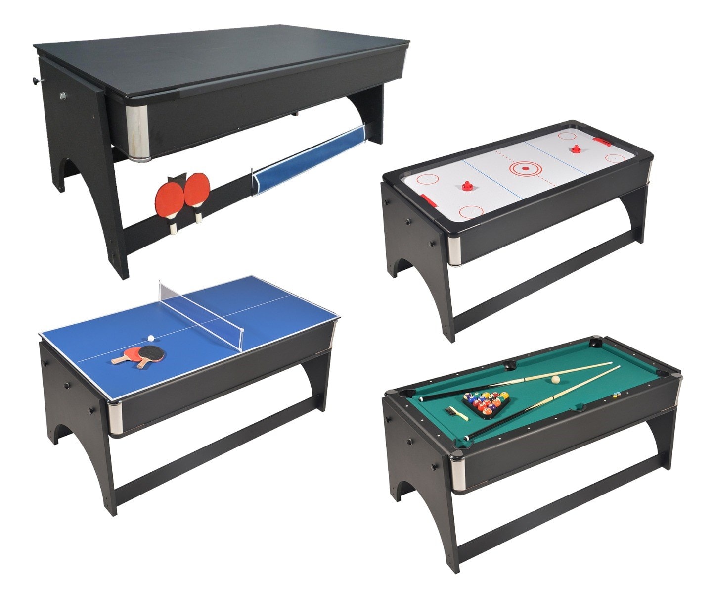 Table De Jeux 4 En 1 Air Hockey Ping Pong Billard Et Plateau 
