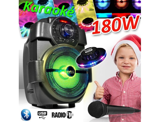 Karaoké enfants enceinte 180w portable batterie avec micro usb/bluetooth/  radio fm + ovni RPM SPORTS