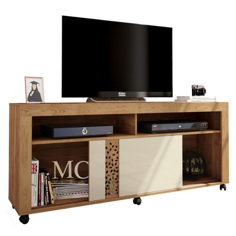 Meuble tv 65 pouces maxi chêne et ecru BEAUX MEUBLES