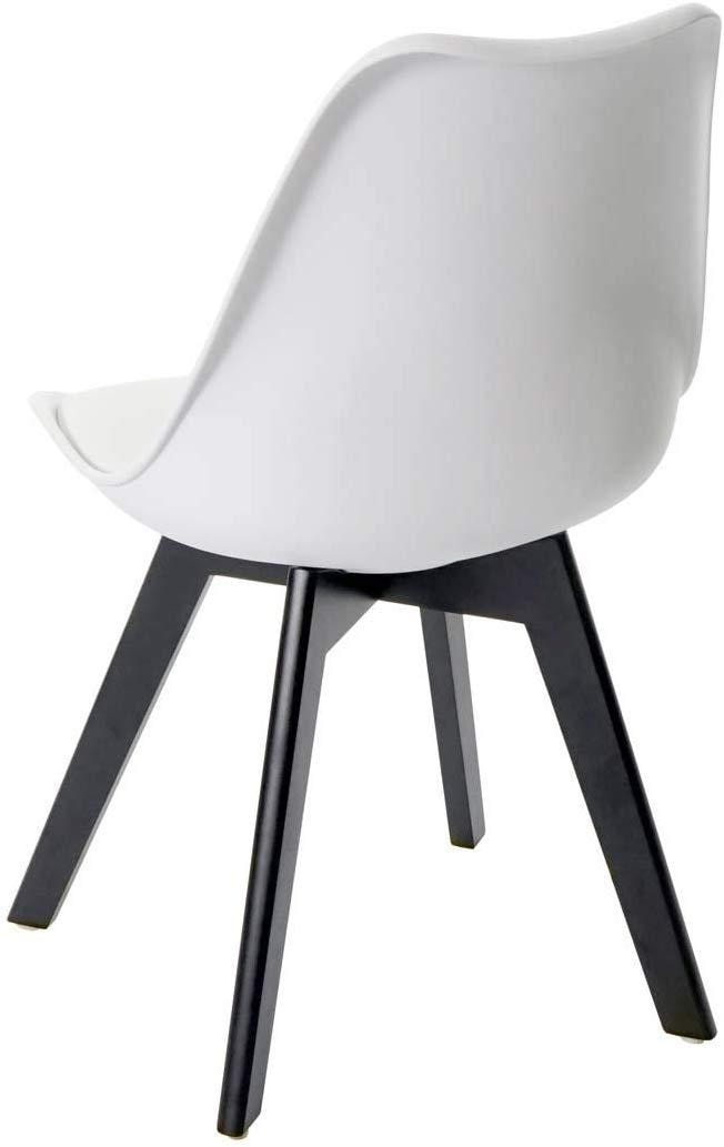 Lot de 2 chaises scandinave en similicuir et plastique blanc pieds