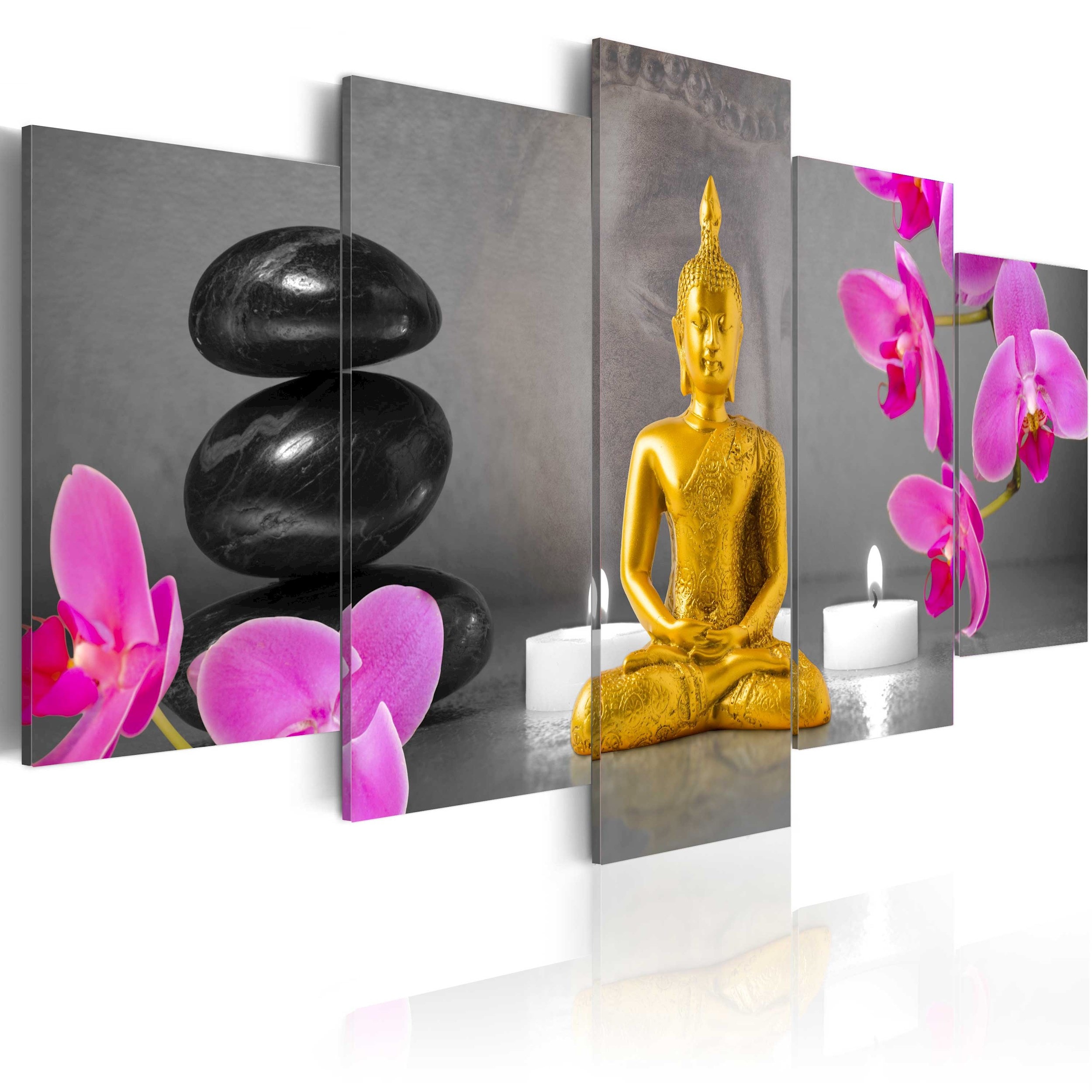 Tableau toile de décoration murale motif zen golden bouddha 100x50 ...