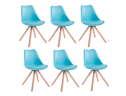 Lot de 6 chaises de salle à manger scandinave simili-cuir bleu pieds bois  cds10221 DECOSHOP26 Pas Cher 