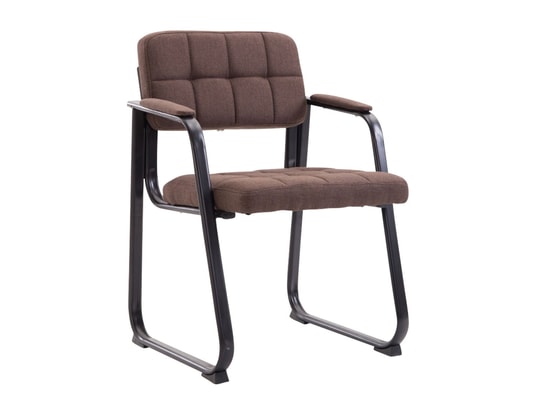 Chaise visiteur fauteuil de bureau sans roulette en tissu marron bur10214  DECOSHOP26 Pas Cher 