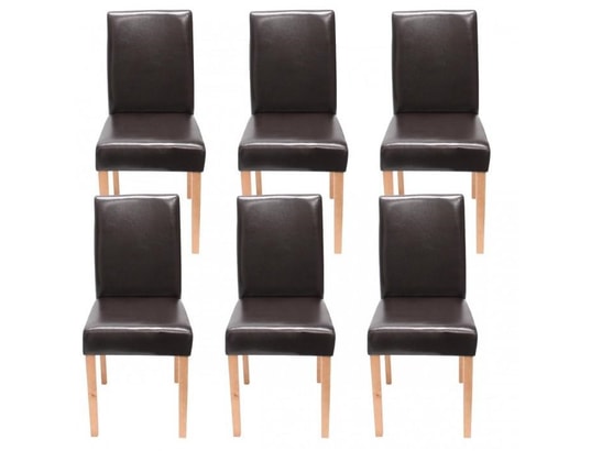 Lot de 6 chaises de salle à manger simili-cuir marron pieds clairs