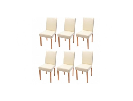 Lot de 6 chaises de Chaises de salle à manger Velours Beige dossier côtelé  - pieds