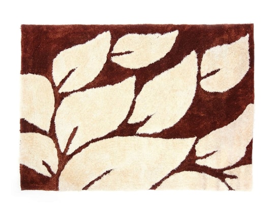 Tapis laine rose or fleur jaune marron gris fils de soie doré