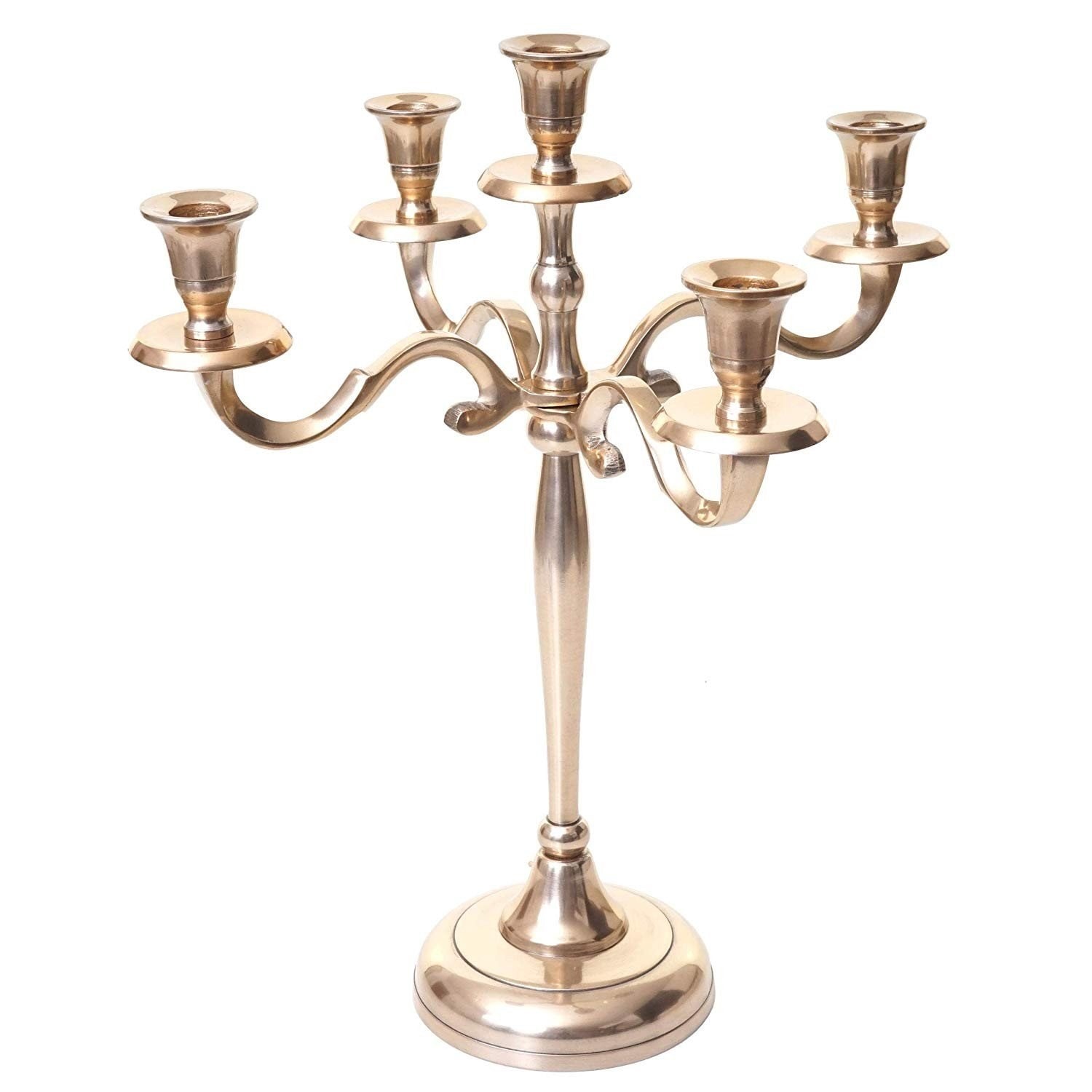 NKlaus Chandelier 7 hauteur 30cm pour bougies jusqu'à 2cm Grand chandelier Chandelier en laiton doré brillant 2880