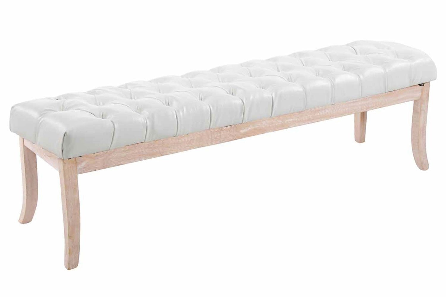 Banc Capitonné En Cuir Blanc 1,5 M - Design Moderne Pour Chambre, Entrée Ou Salon