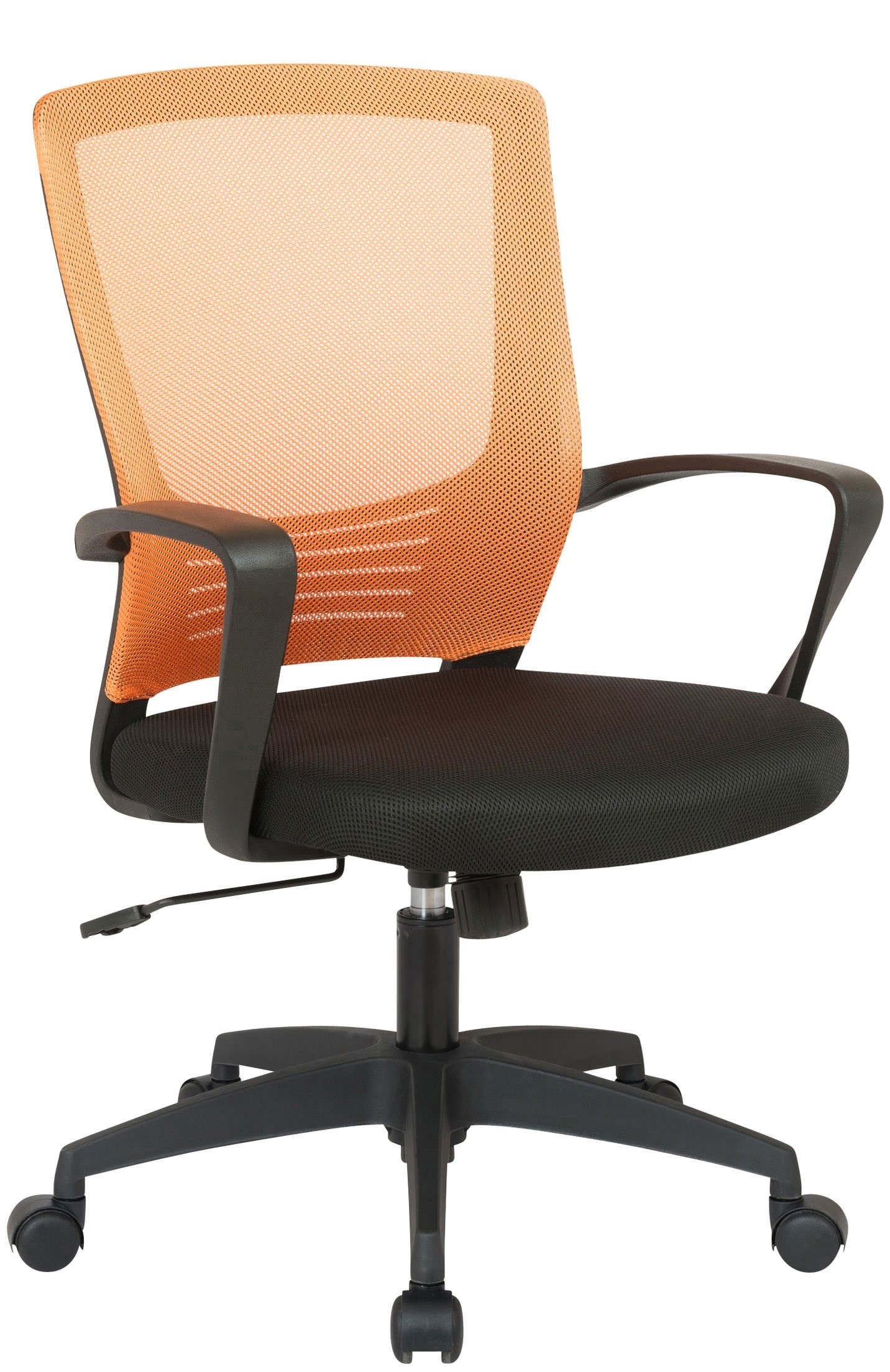 Chaise fauteuil de bureau sur roulettes en maille orange et noir