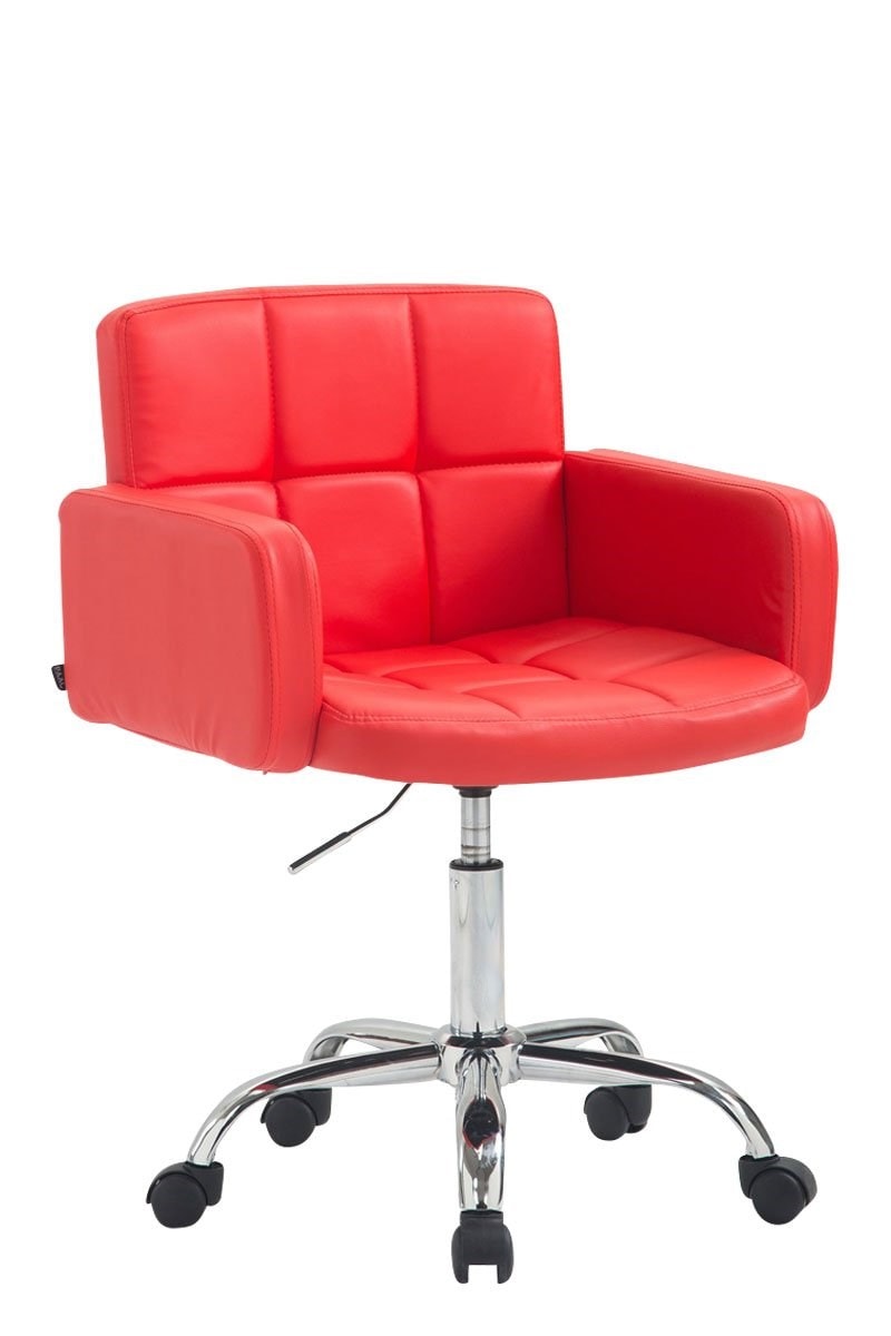 Lot de 2 chaises bureau visiteur en synthétique rouge avec accoudoir  bur04066 - Conforama
