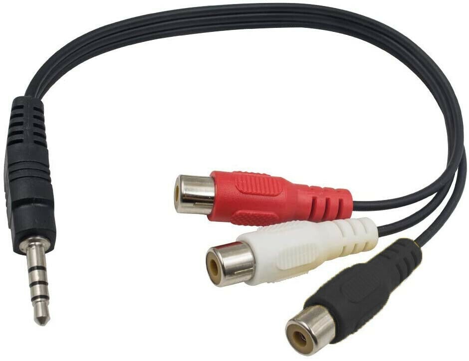 Câble adaptateur vidéo prise mâle jack 3,5 mm 3 rca femelle GENERAL Pas  Cher 