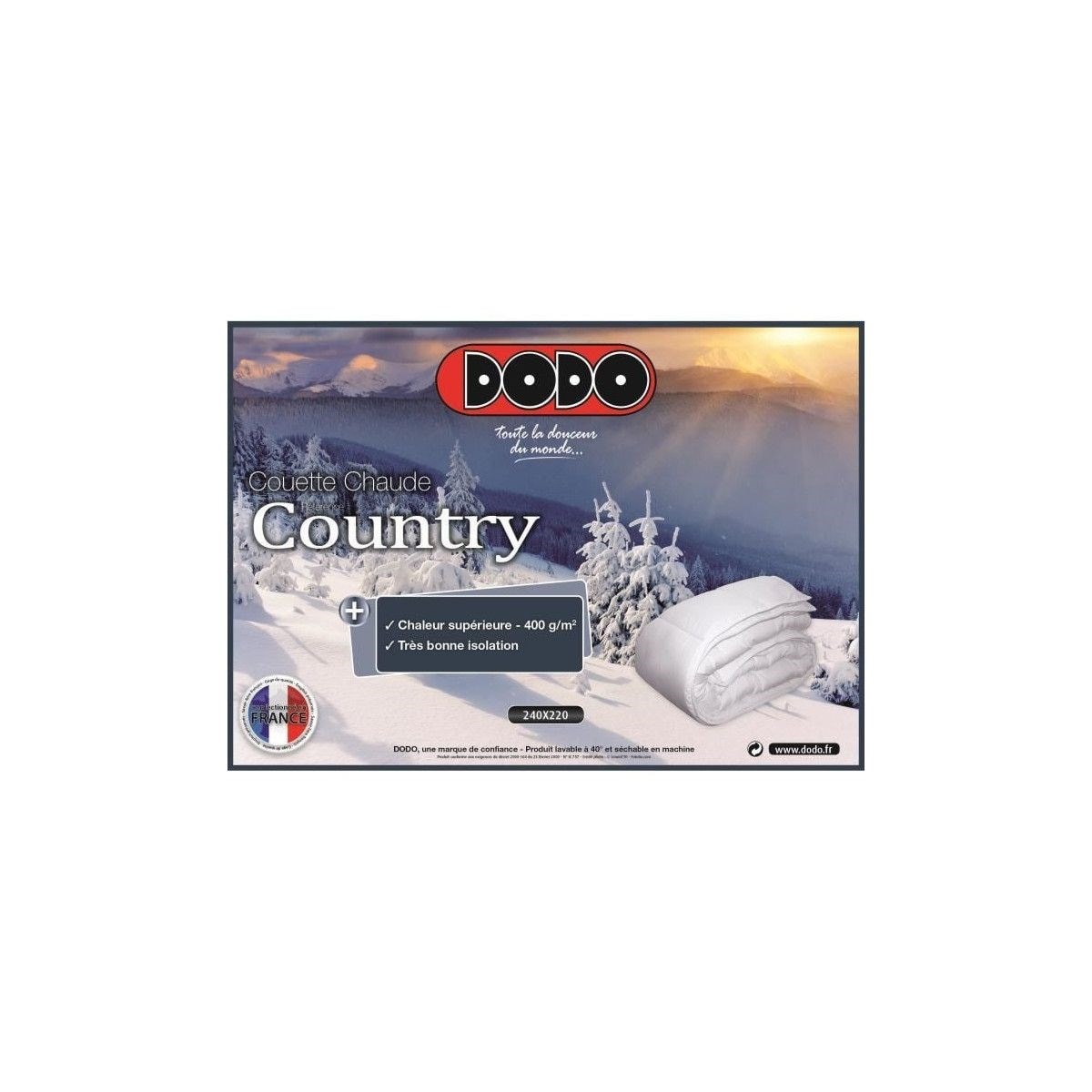 Acheter DODO Couette chaude 400gr/m2 COUNTRY 200x200 cm blanc pas cher