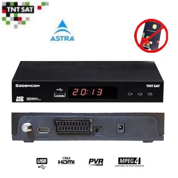 Ds81hd Décodeur Satellite Tntsat Hd Astra 19.2° Sans Carte SAGEMCOM