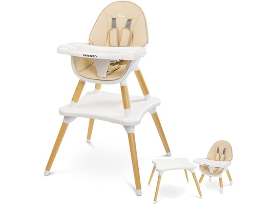 Tuva chaise haute évolutive en table et chaise beige CARETERO Pas Cher 