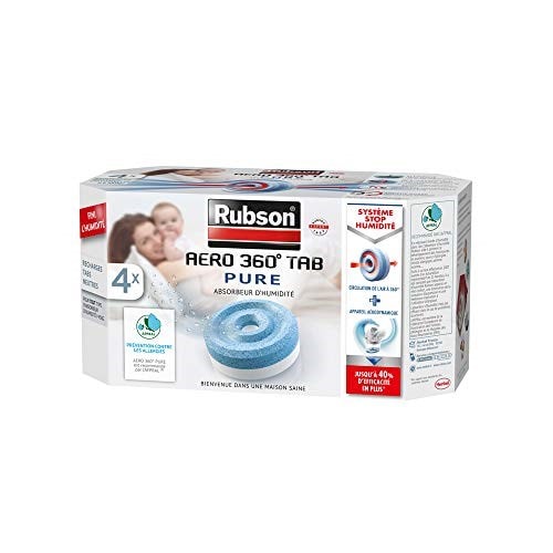 Rubson aéro 360° pure 4 recharges tabs neutres 450 g, recharges anti- humidité & anti-odeurs pour déshumidificateur rubson, RUBSON Pas Cher 