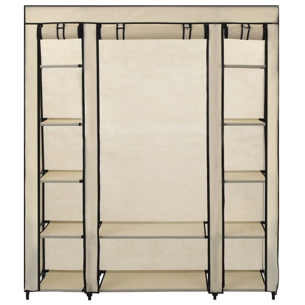 Vidaxl armoire avec compartiments et tiges crème 150x45x176 cm tissu