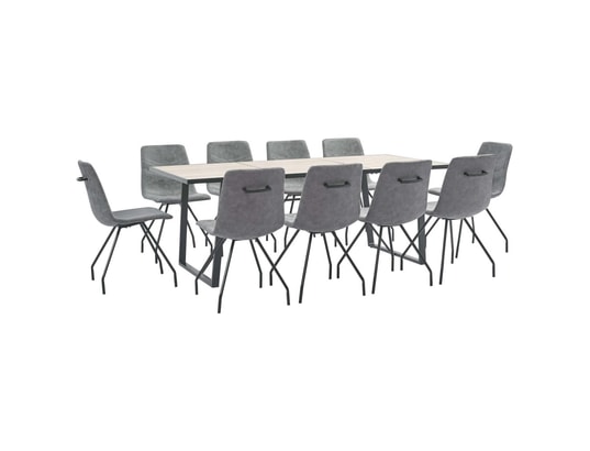 VIDAXL Vidaxl ensemble de salle à manger 11 pcs gris foncé similicuir 3050639 VIDAXL Vidaxl ensemble de salle à manger 11 pcs gris foncé similicuir 3050639